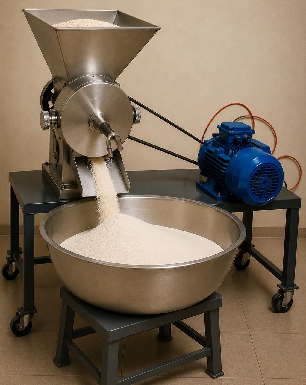 Beans milled into fine flour at the Flozy facility