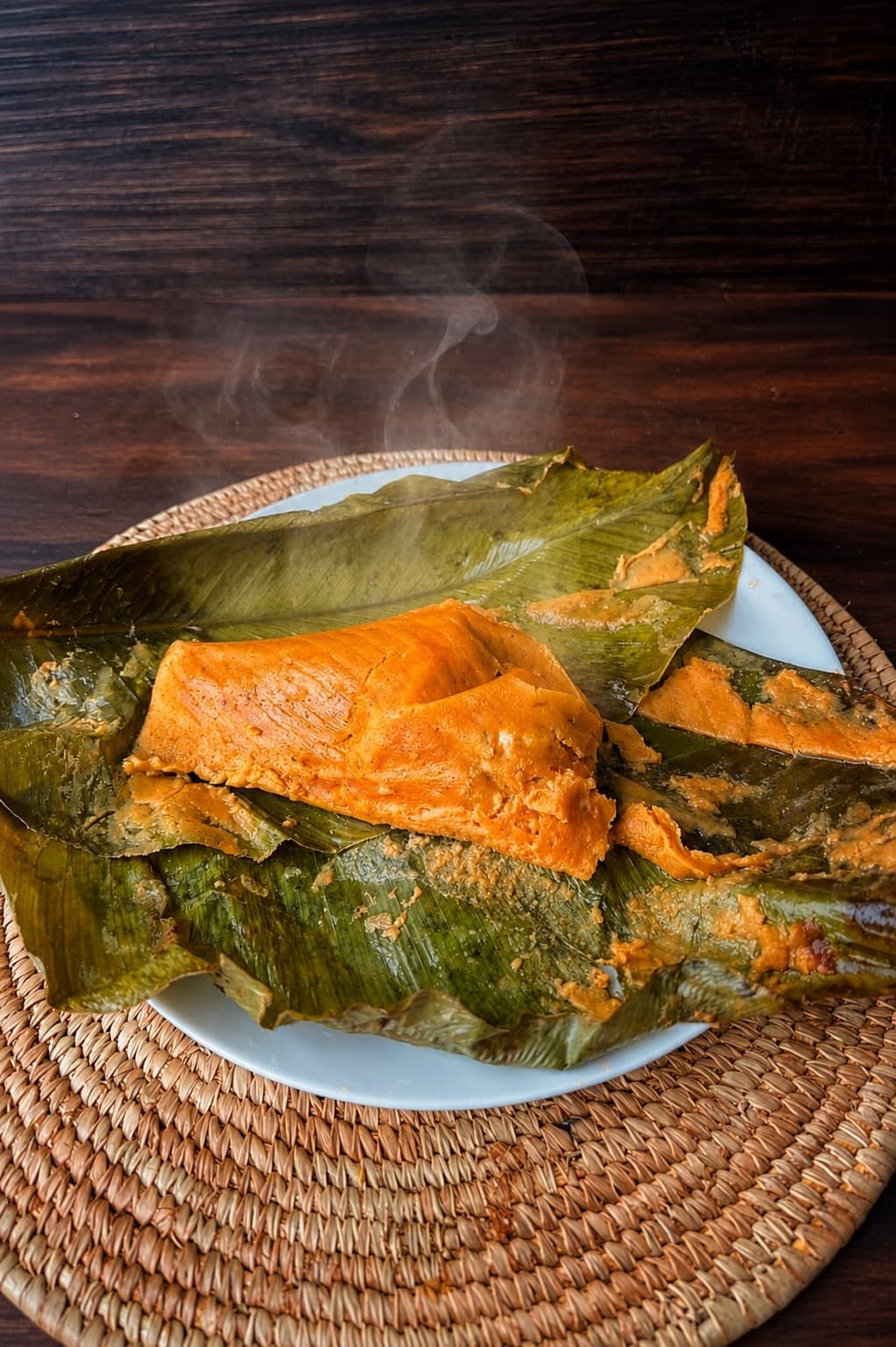 Moin-moin steamed in banana leaves